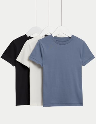 

M&S Collection 3er-Pack einfarbige T-Shirts aus reiner Baumwolle (2-8 Jahre) - Grey Mix, Grey Mix