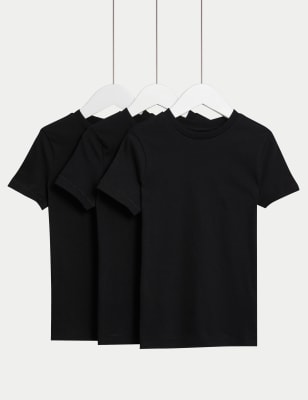 

Boys,Unisex,Girls M&S Collection 3pk Pure Cotton Plain T-Shirts (2-8 Yrs) - Black, Black