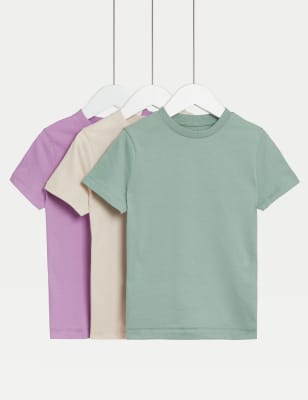 

Boys,Unisex,Girls M&S Collection 3pk Pure Cotton Plain T-Shirts (2-8 Yrs) - Calico Mix, Calico Mix