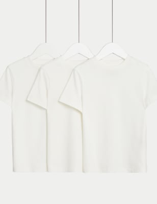 

Boys,Unisex,Girls M&S Collection 3pk Pure Cotton Plain T-Shirts (2-8 Yrs) - White, White