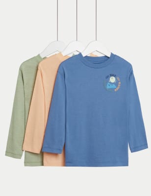 

Boys M&S Collection 3pk Pure Cotton Tops (2-8 Yrs) - Blue Mix, Blue Mix