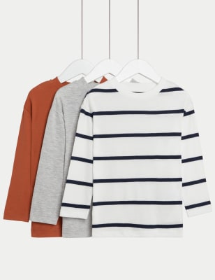 

Boys M&S Collection 3pk Cotton Rich Striped and Plain Tops (2-8 Yrs) - Ivory Mix, Ivory Mix