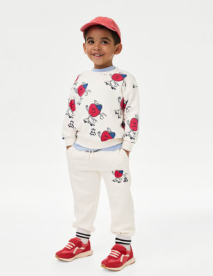 

M&S Collection Jogginghose mit hohem Baumwollanteil und Apfel-Print (2-8 J.) - Cream, Cream