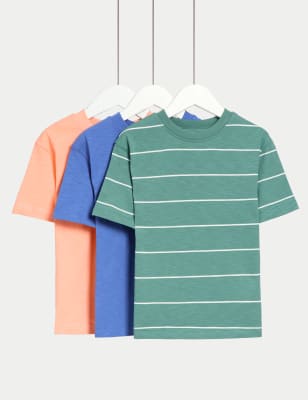 

Boys M&S Collection 3pk Pure Cotton T-Shirts (2-8 Yrs), Green Mix