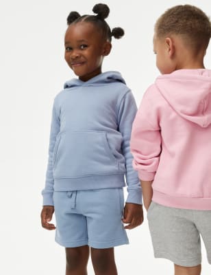 M&S Boys Cotton Rich Hoodie (2-8 Yrs) - 4-5 Y - Medium Blue, Lilac,Deep Red,Medium Blue,Red