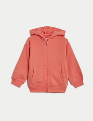 

M&S Collection Hoodie mit hohem Baumwollanteil und Reißverschluss (2-8 J.) - Coral, Coral