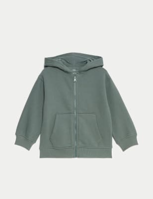 

Boys M&S Collection Cotton Rich Zip Hoodie (2-8 Yrs) - Dark Sage, Dark Sage