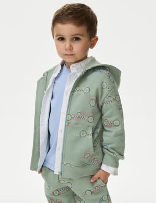 

Boys M&S Collection Cotton Rich Cars Zip Hoodie (2-8 Yrs) - Green Mix, Green Mix