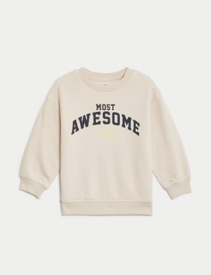

Boys M&S Collection Cotton Rich Awesome Slogan Sweatshirt (2-8 Yrs) - Calico, Calico