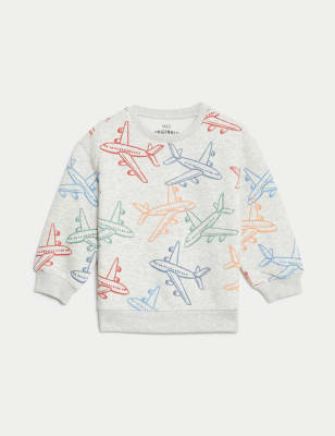 

Boys M&S Collection Cotton Rich Plane Sweatshirt (2-8 Yrs) - Grey Marl, Grey Marl