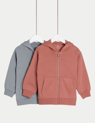 

Boys M&S Collection 2pk Cotton Rich Zip Hoodies (2-8 Yrs) - Grey Mix, Grey Mix