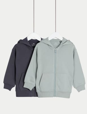 

M&S Collection 2er-Pack Hoodies mit hohem Baumwollanteil und Reißverschluss (2-8 J.) - Multi, Multi