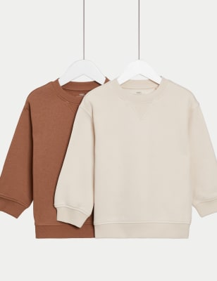 

Boys M&S Collection 2pk Cotton Rich Plain Sweatshirts (2-8 Yrs) - Neutral, Neutral