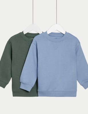 

M&S Collection Pack de 2 sudaderas lisas de algodón (2-8 años) - Multi, Multi