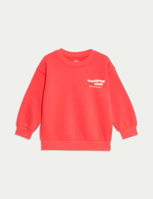 

M&S Collection Sweatshirt mit hohem Bauwollanteil und Schriftzug (2-8 J.) - Red, Red