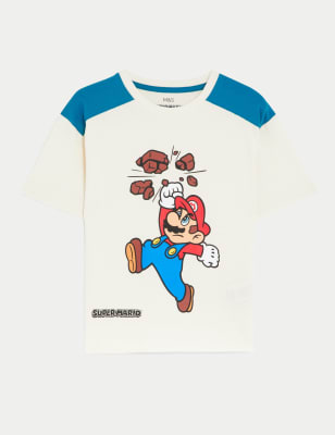 

Boys M&S Collection Pure Cotton Super Mario™ T-Shirt (2-8 Yrs) - White Mix, White Mix