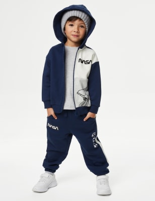 

M&S Collection Reißverschluss-Hoodie mit hohem Baumwollanteil und NASA™-Motiv (2-8 J.) - Navy Mix, Navy Mix