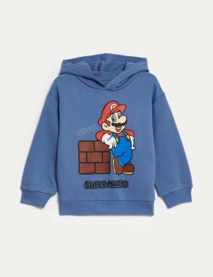 

Boys,Unisex,Girls M&S Collection Cotton Rich Super Mario™ Hoodie (2-8 Yrs) - Blue, Blue