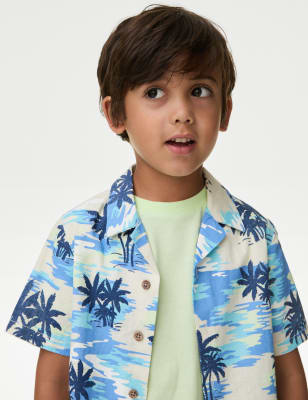 

Boys M&S Collection Pure Cotton Palm Print Shirt & T-Shirt Set (2-8 Yr) - Blue Mix, Blue Mix