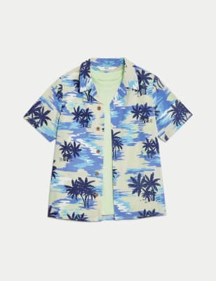 

Boys M&S Collection Pure Cotton Palm Print Shirt & T-Shirt Set (2-8 Yr) - Blue Mix, Blue Mix