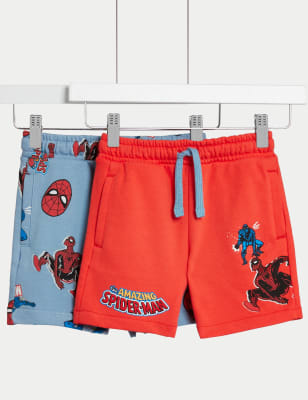 

M&S Collection Pack de 2 pantalones cortos de algodón de Spider-Man™ (2-8 años) - Red Mix, Red Mix