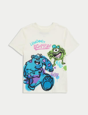 

Boys M&S Collection Pure Cotton Monsters Inc T-Shirt™ (2-8 Yrs) - White Mix, White Mix