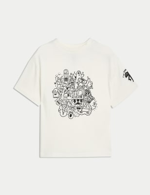 

Boys,Unisex,Girls M&S Collection Pure Cotton The Doodle Boy™ T-Shirt (2-8 Yrs) - White, White