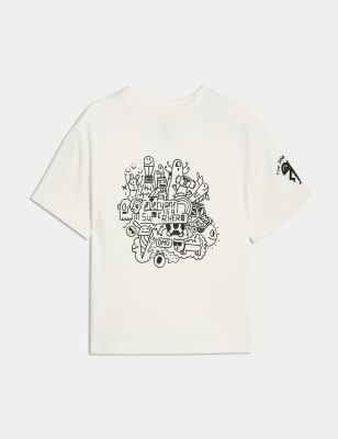 

M&S Collection T-Shirt aus reiner Baumwolle mit The Doodle Boy™-Motiv (2-8 J.) - White, White