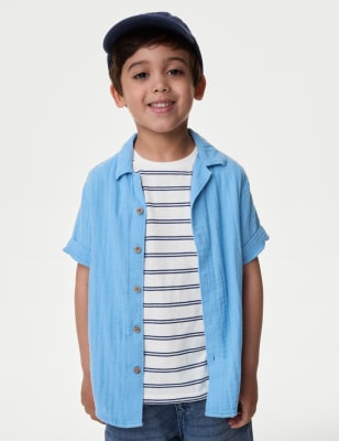 

Boys M&S Collection Pure Cotton Shirt and T-Shirt Set (2-8 Yrs) - Fresh Blue, Fresh Blue