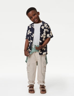 

M&S Collection Linen Rich Floral Mini Me Shirt (2-8 Yrs) - Navy Mix, Navy Mix