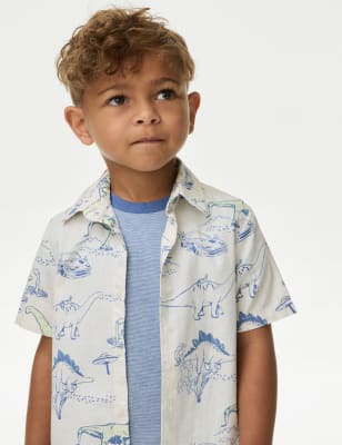 

Boys M&S Collection Pure Cotton Dinosaur Shirt & T-Shirt Set (2-8 Yrs) - White Mix, White Mix