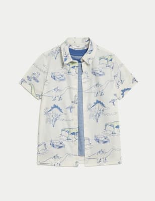 

Boys M&S Collection Pure Cotton Dinosaur Shirt & T-Shirt Set (2-8 Yrs) - White Mix, White Mix