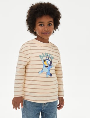 

Boys M&S Collection Pure Cotton Striped Bluey™ Top (2-8 Yrs) - Ivory Mix, Ivory Mix