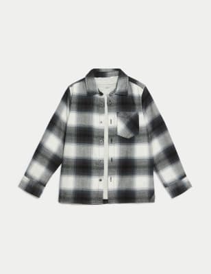 

Boys M&S Collection 2pc Cotton Rich Check Shirt and T-Shirt Set (2-8 Yrs) - Black Mix, Black Mix