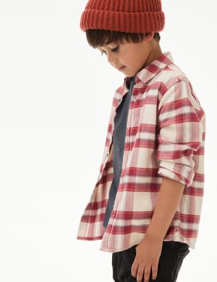 

Boys M&S Collection Pure Cotton Patterned Shirt (2-8 Yrs) - Red Mix, Red Mix