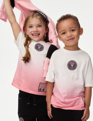 

M&S Collection Witziges T-Shirt aus reiner Baumwolle mit Farbverlauf und Inter Miami™ Motiv (2-6 J.) - Pink, Pink