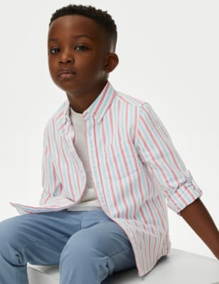 

Boys M&S Collection Pure Cotton Striped Oxford Shirt (2-8 Yrs) - Ivory Mix, Ivory Mix