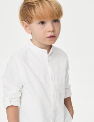 

M&S Collection Großvater-Hemd mit hohem Baumwollanteil und aufrollbaren Ärmeln (2-8 Jahre) - White, White
