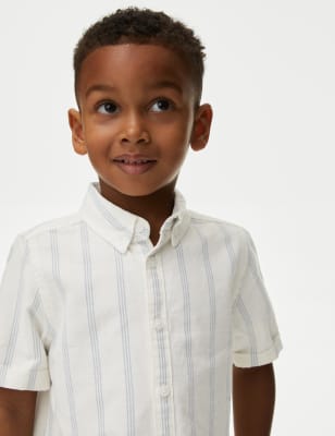 

M&S Collection Gestreiftes T-Shirt aus reiner Baumwolle (2-8 J.) - White Mix, White Mix