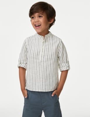 

Boys M&S Collection Cotton Rich Striped Shirt (2-8 Yrs) - Grey Mix, Grey Mix