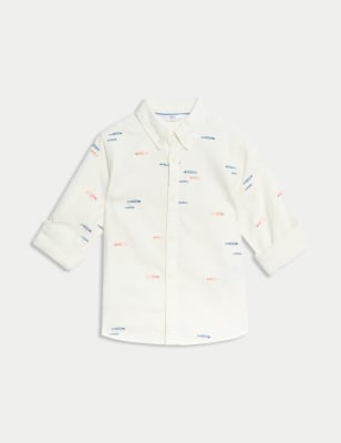 

Boys M&S Collection Pure Cotton Fish Embroidered Oxford Shirt (1-8 Yrs) - Ecru, Ecru