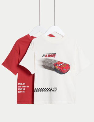 

M&S Collection 2er-Pack Cars™ T-Shirts aus reiner Baumwolle (2-8 J.) - Red Mix, Red Mix