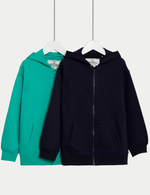 

Boys M&S Collection 2pk Cotton Rich Zip Through Hoodies (2-8 Yrs) - Navy Mix, Navy Mix