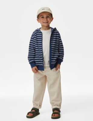 

Boys M&S Collection Cotton Rich Textured Striped Zip Hoodie (2-8 Yrs) - Navy Mix, Navy Mix