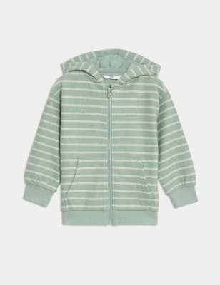 

Boys M&S Collection Cotton Rich Textured Striped Zip Hoodie (2-8 Yrs) - Green Mix, Green Mix