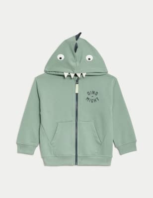 

Boys M&S Collection Cotton Rich Dinosaur Hoodie (2-8 Yrs) - Green, Green