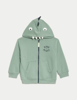 

Boys M&S Collection Cotton Rich Monster Hoodie (2-8 Yrs) - Green, Green