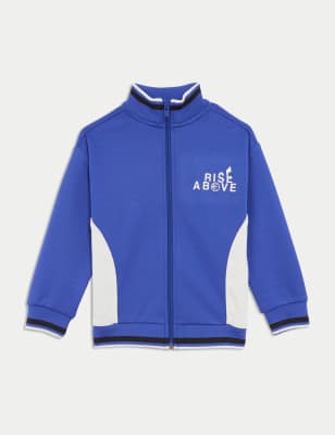 

M&S Collection Sweatshirt mit Reißverschluss und sportivem Lettering (2-8 J.) - Cobalt, Cobalt