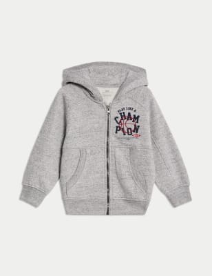 

Boys M&S Collection Cotton Rich Sports Zip Hoodie (2-8 Yrs) - Grey Marl, Grey Marl