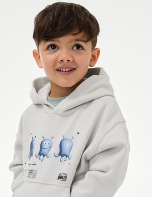 

Boys M&S Collection Cotton Rich Jellotaur™ Hoodie (2-16 Yrs) - Light Grey, Light Grey